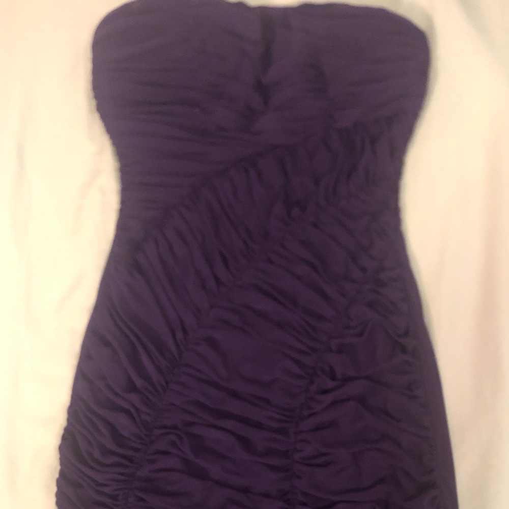 Purple, Ruched, Strapless Dress
